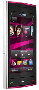 фото Nokia X6 16 Gb белого цвета с розовыми вставками (Pink on White)